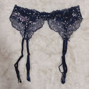 VS dream angels blue & silver lace lingerie garter belt new